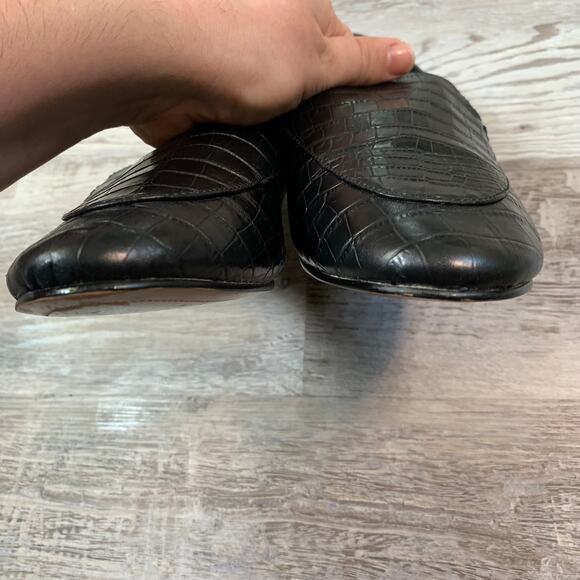 Banana Republic Loafers Black Croc Embossed Leather Flats Womens 10 - Picture 4 of 8